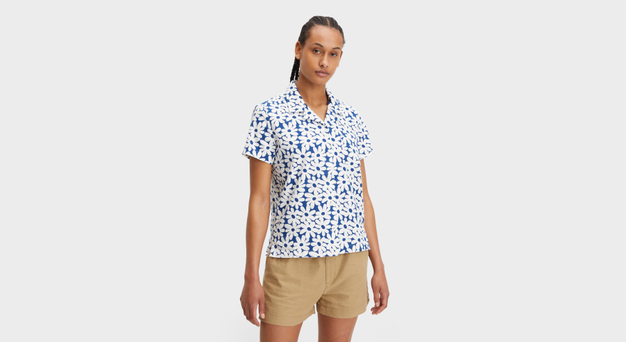 Dockers Camp Collar Shirt, Regular Fit, Women's, Blue XS
