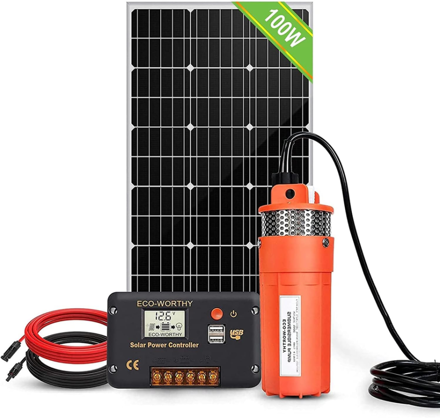 ECO-WORTHY Solar Submersible Pump Kit, 100W Solar Panle Kit and 12V DC Deep Well