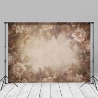 Fine Art Soft Brown Floral Backdrop For Maternity - Aperturee