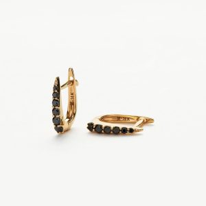 Fine Claw Huggies | 14ct Solid Gold/Black Diamond