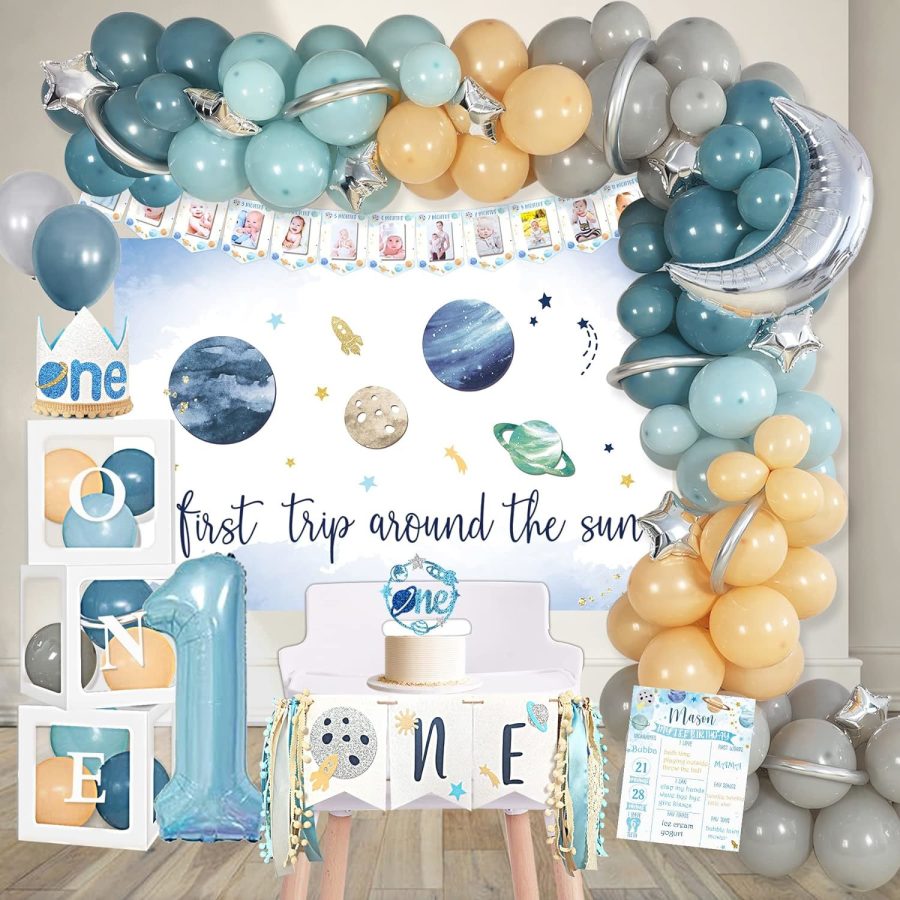 First Trip Around The Sun Birthday Decorations Party Supplies, Space Theme 1St B