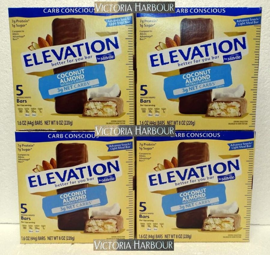 Four pack: Millville Elevation Protein Bars Carb Conscious Coconut Almond x4