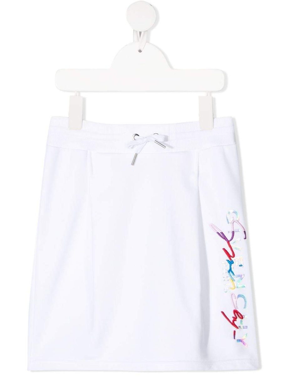 GIVENCHY KIDS Logo-Print Knitted Skirt White