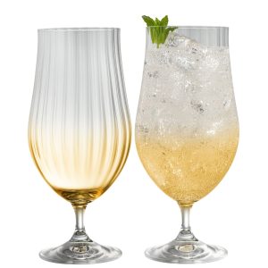 Galway Crystal Erne Craft Beer/Cocktail Set of 2 Amber