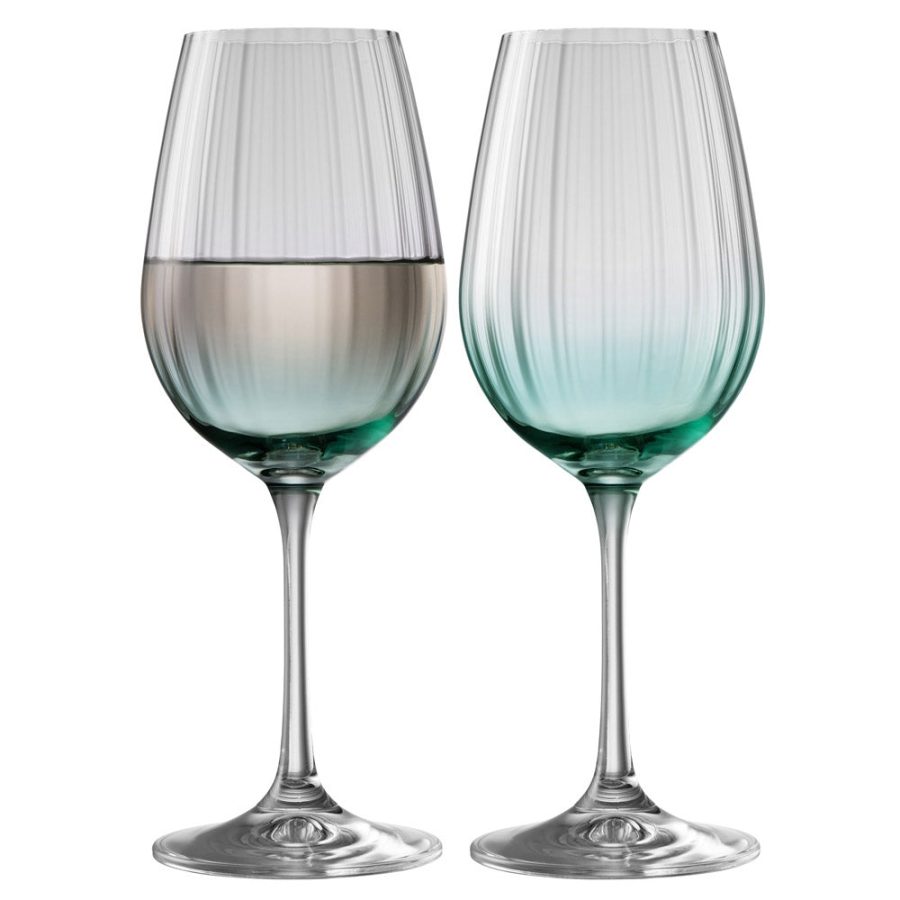 Galway Crystal Erne Wine Set of 2 in Aqua