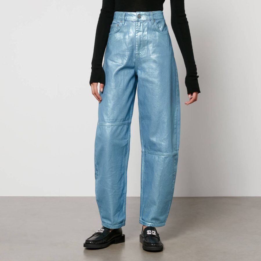 Ganni Stary Metallic Organic Denim Tapered Jeans - W27