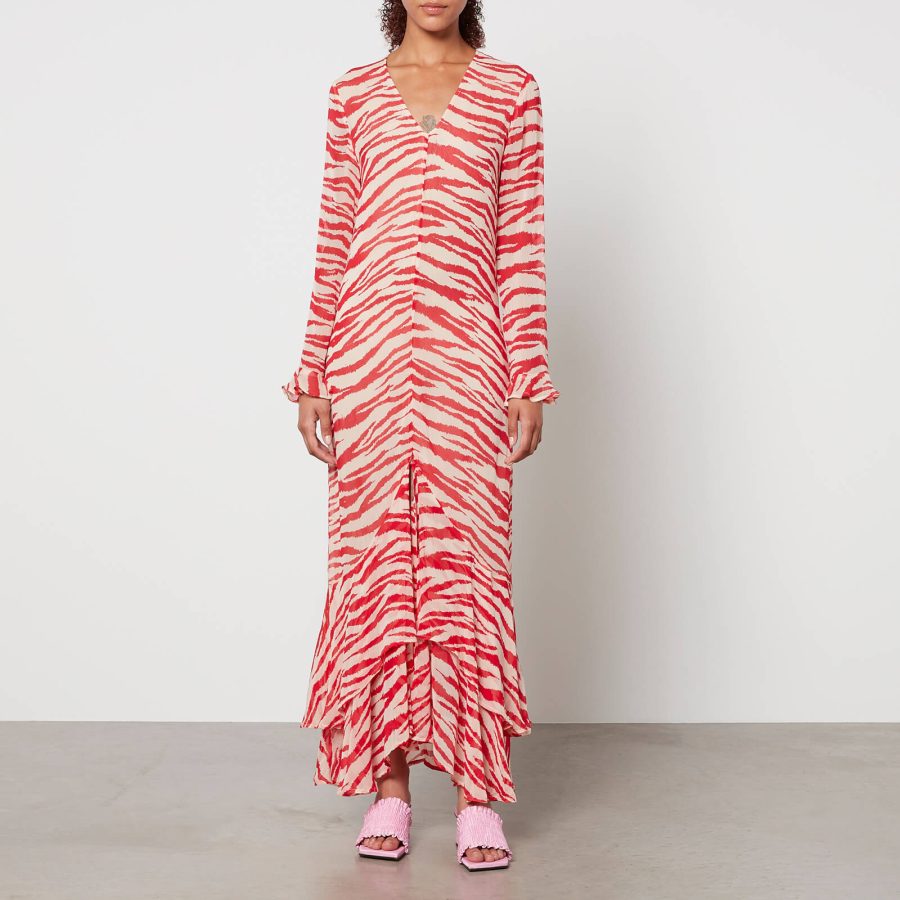 Ganni Zebra-Print Georgette Maxi Dress - EU 34/UK 6