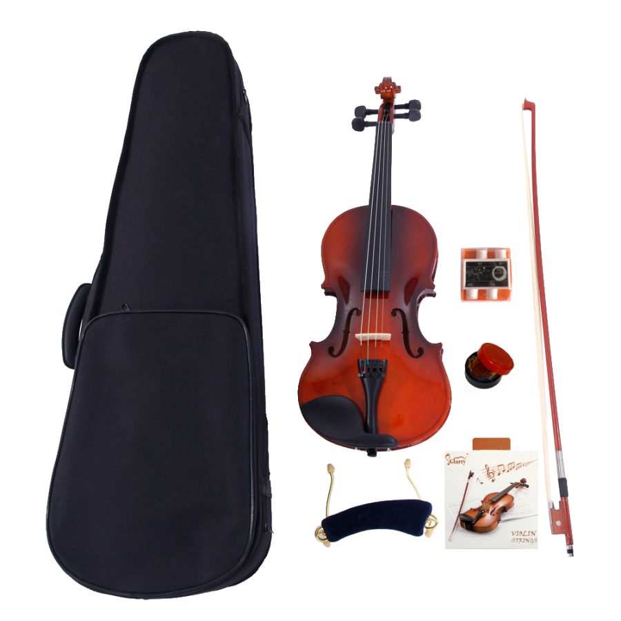 Glarry GV100 1/2 Acoustic Violin Case Bow Rosin Strings Tuner Shoulder Rest Coff