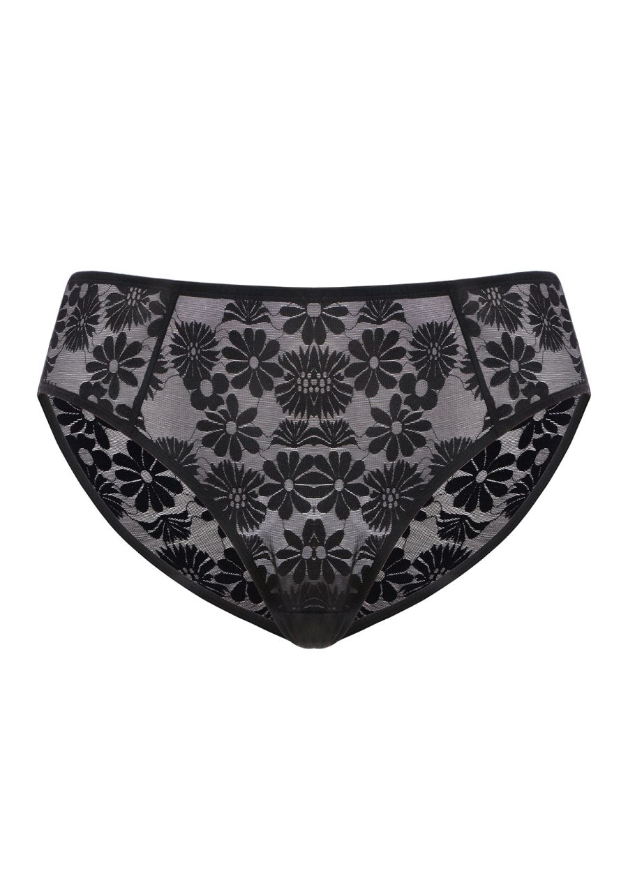 HSIA Blossom High-Rise Floral Lacy Panty-Comfort in Style - M / Black