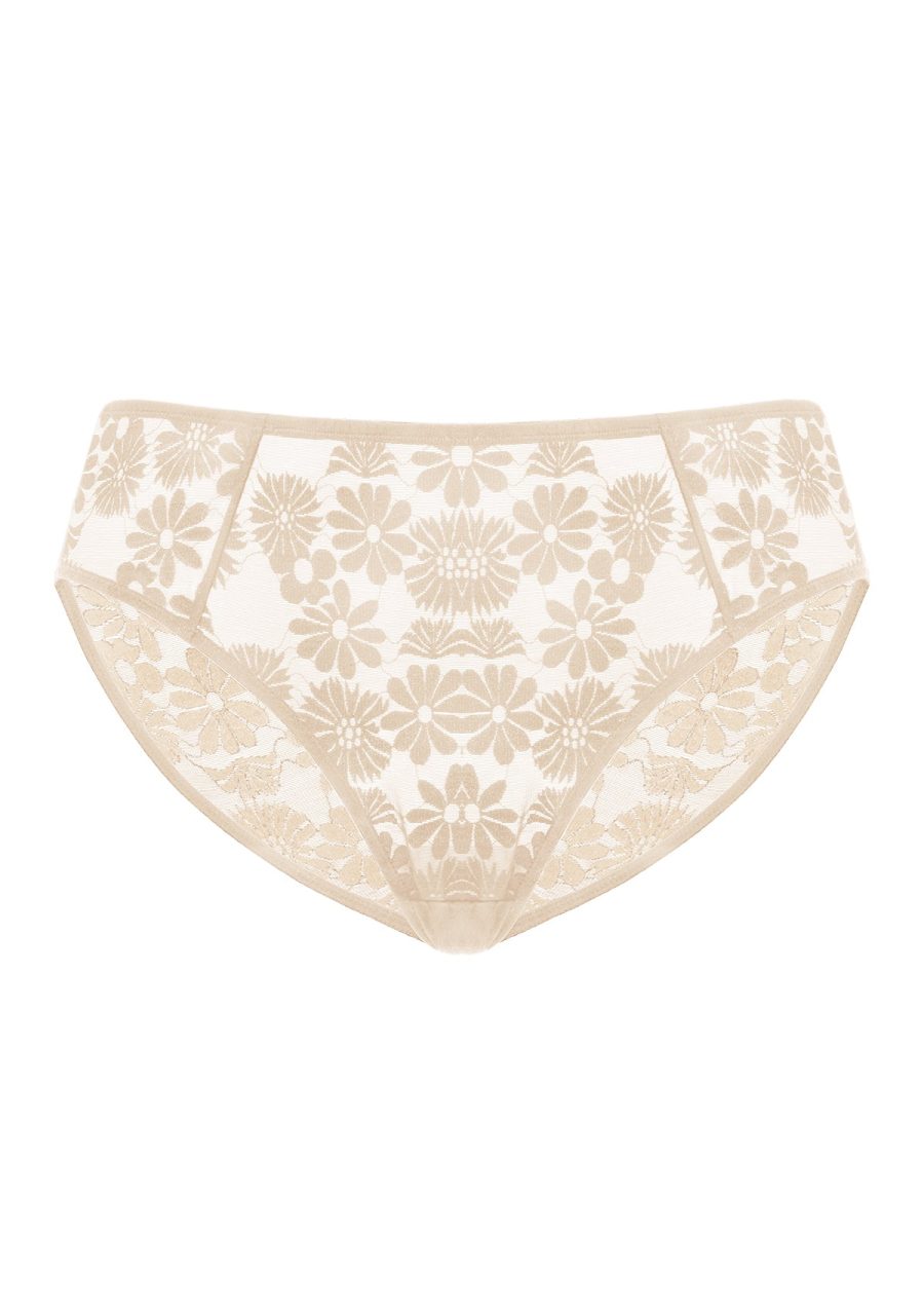 HSIA Blossom High-Rise Floral Lacy Panty-Comfort in Style - M / Natural Nude