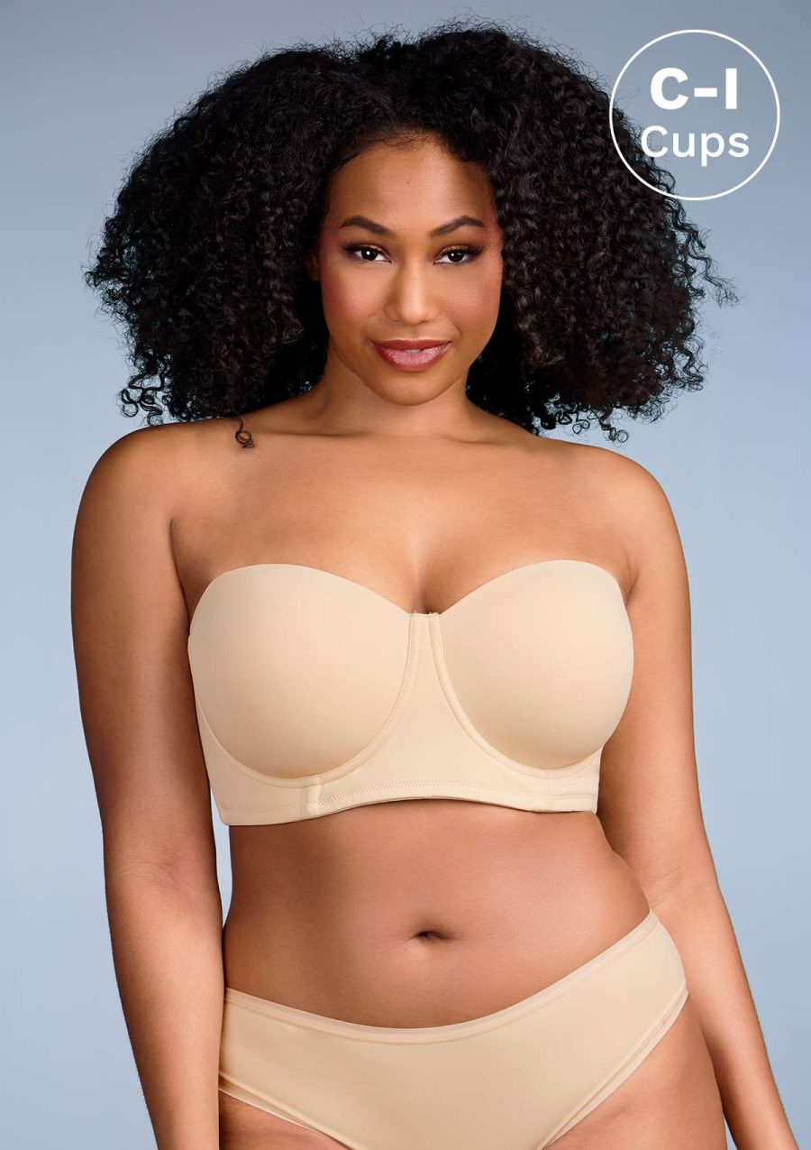 HSIA Margaret Molded Convertible Multiway Classic Strapless Bra - Beige / 38 / C
