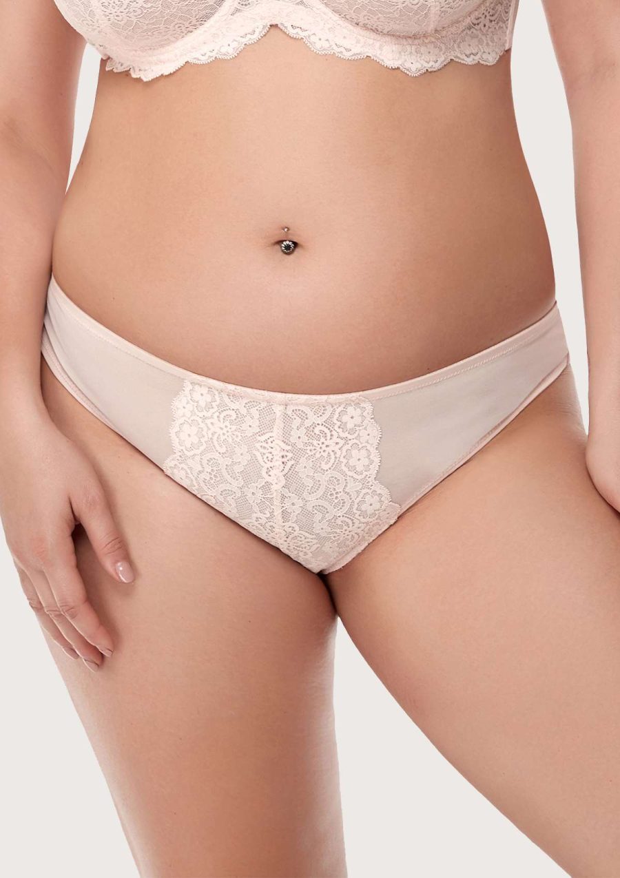 HSIA Nymphae Mid-Rise Floral Lace Delicate Feminine Panty - S / Dusty Peach