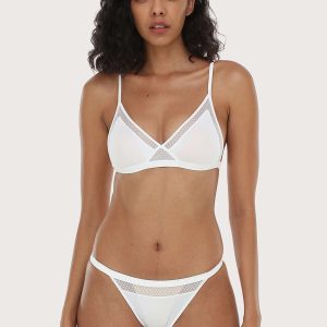 HSIA Polka Dots Bralette: Wirefree Bra, Best Bra for Small Breasts - S / White