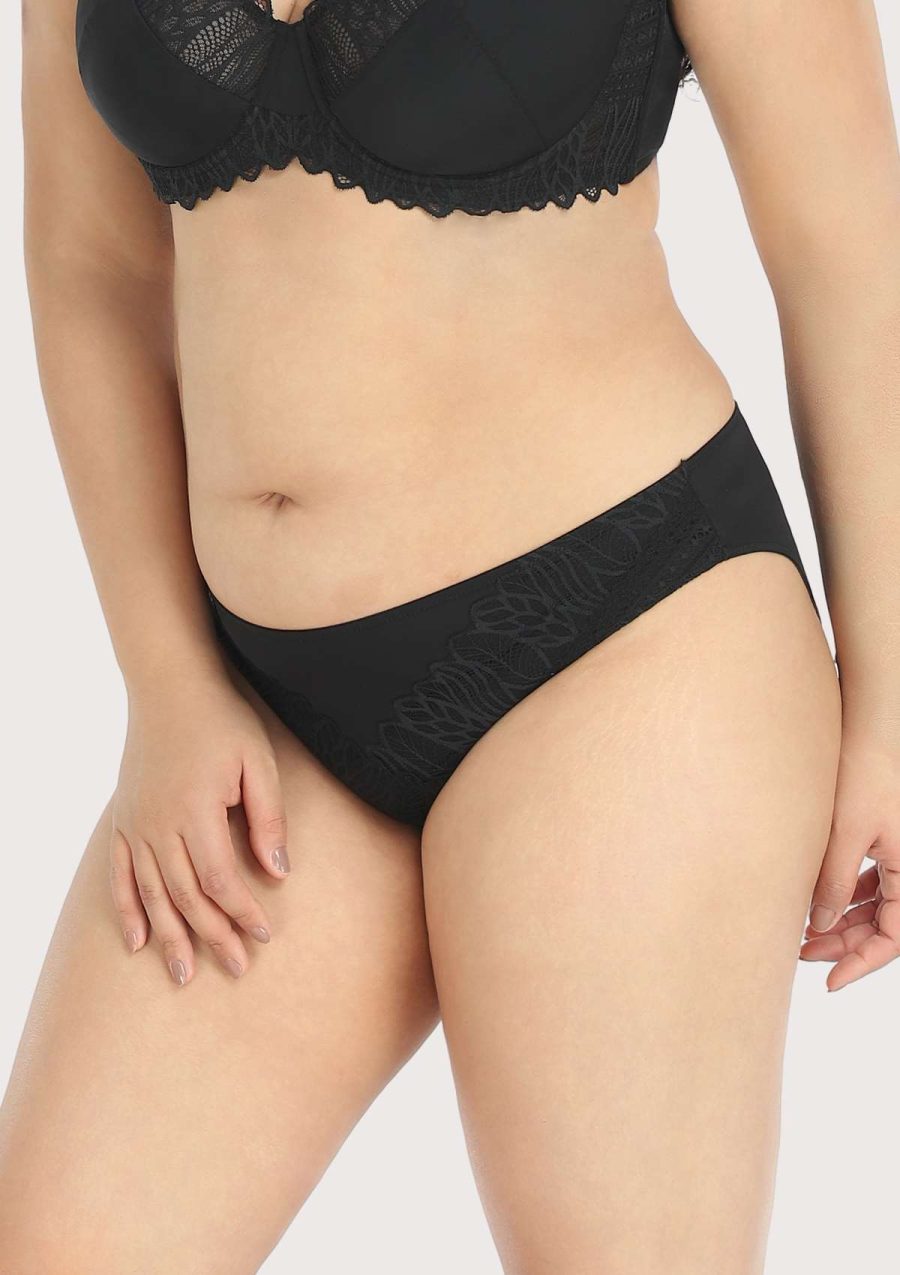 HSIA Pretty Secrets Elegant Comfortable Lace Trim Bikini Underwear - M / Black