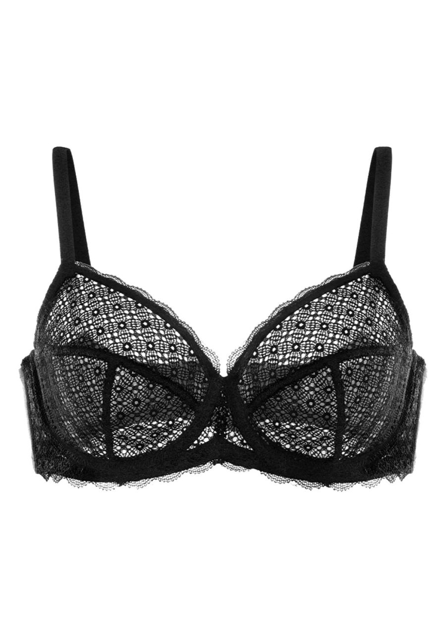 HSIA Underwire Lace Bra: Sexy See-Through Bra for Full Figure - Black / 34C