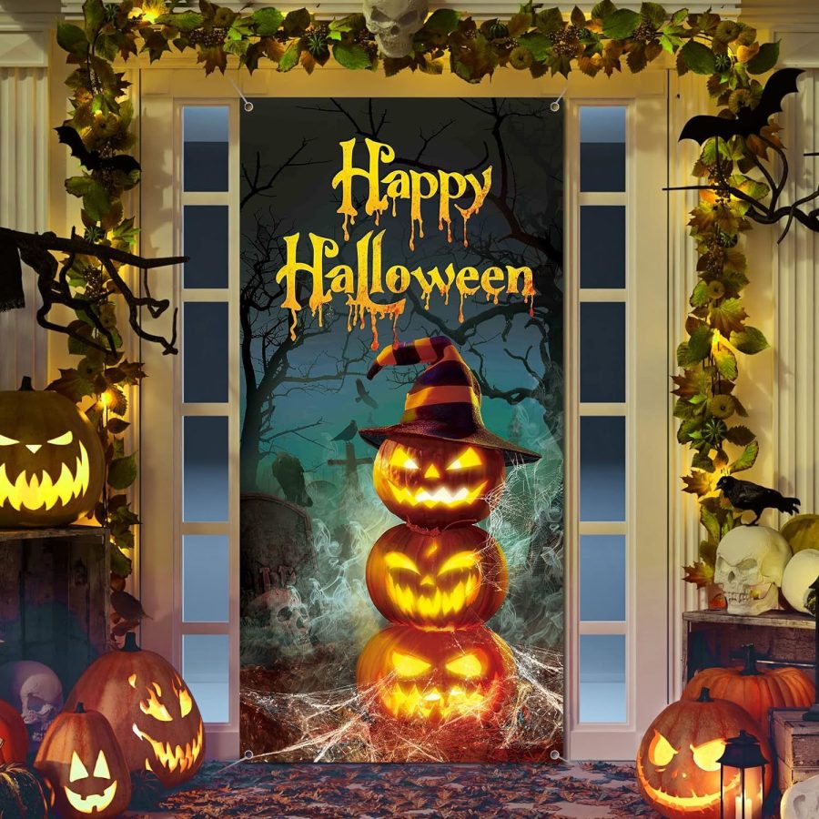 Halloween Door Cover Halloween Door Decoration 180 X 90 Cm Large Fabric Hallowee