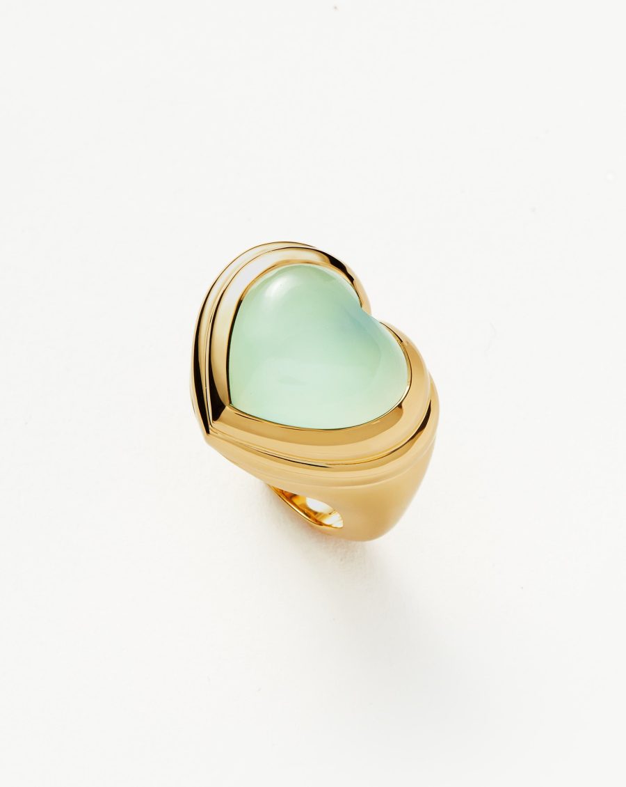 Jelly Heart Gemstone Ring | 18ct Gold Plated/Aqua Chalcedony