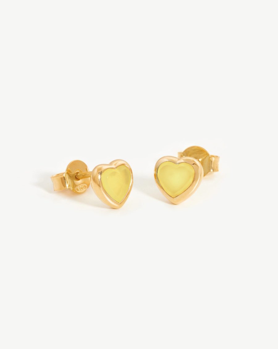 Jelly Heart Gemstone Stud Earrings