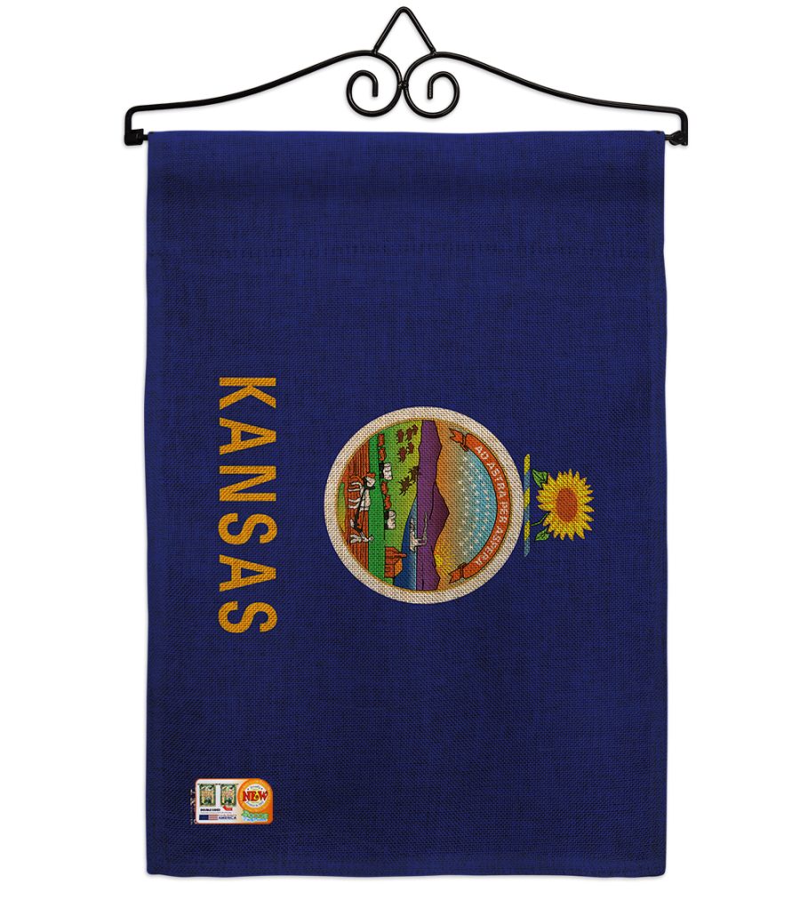 Kansas Burlap - Impressions Decorative Metal Wall Hanger Garden Flag Set GS14051