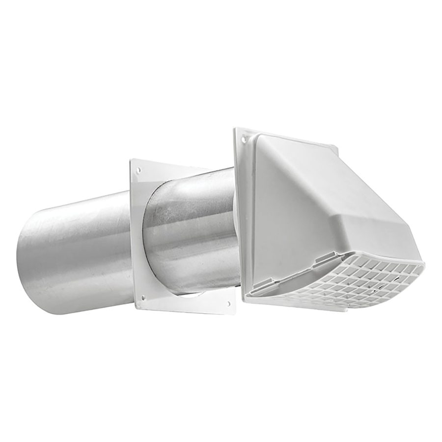 LAMBRO 224W 4-In. White Plastic Preferred Hood Vent with Tail Pipe and Removable Screen