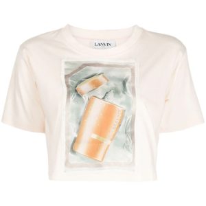 LANVIN WOMEN Scratch & Sniff Cropped T-shirt Pale Pink