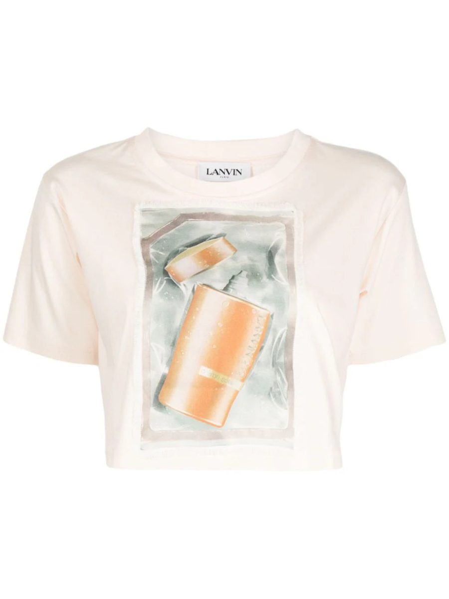 LANVIN WOMEN Scratch & Sniff Cropped T-shirt Pale Pink