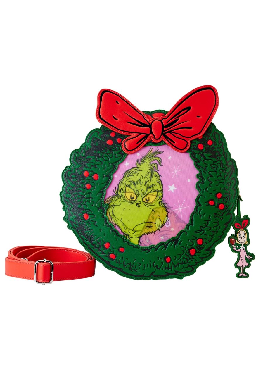 Loungefly Dr. Seuss Grinch Christmas Wreath Crossbody Bag