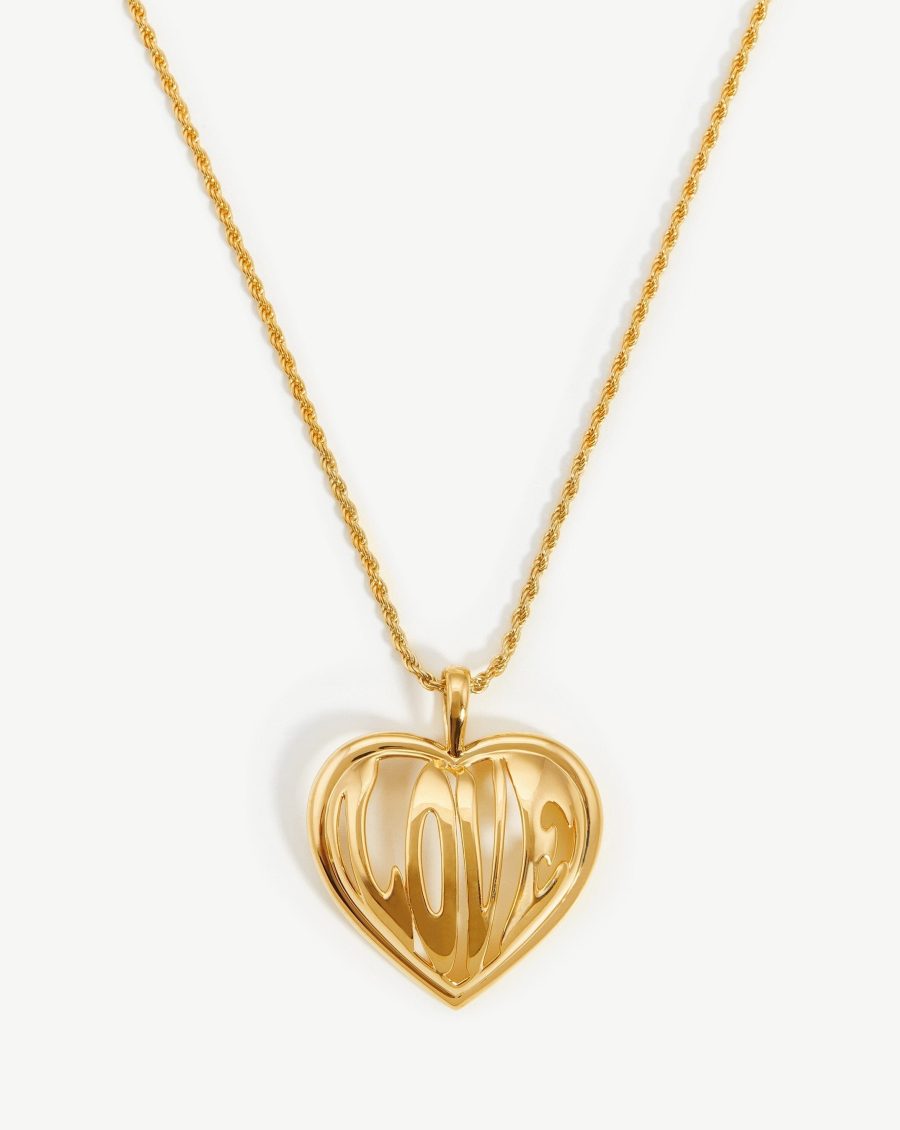 Love Heart Pendant Chain Necklace | 18ct Gold Vermeil