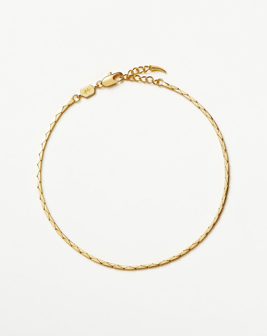 Lucy Williams Cobra Snake Chain Anklet |18ct Gold Plated