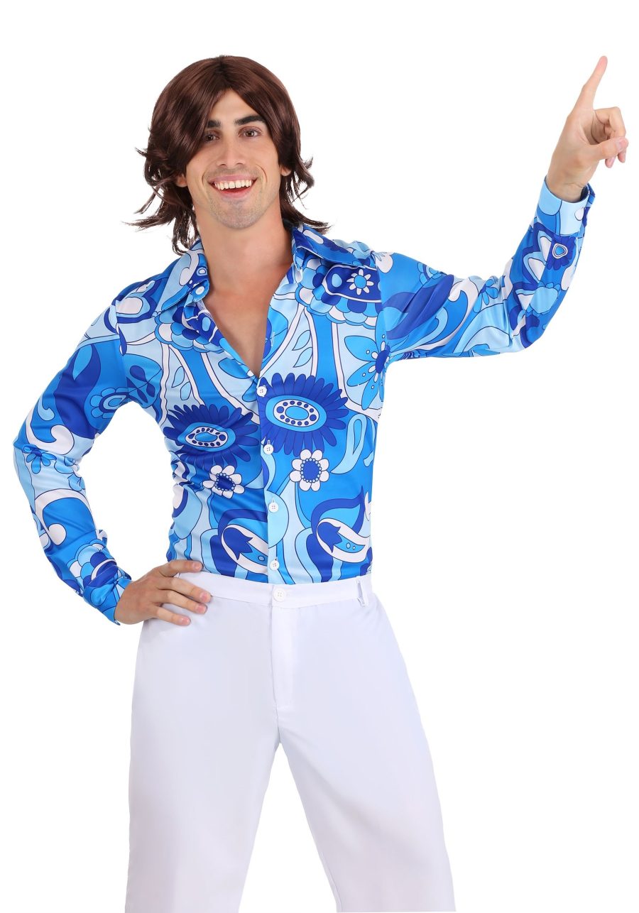 Men's Blue Flower Disco Shirt