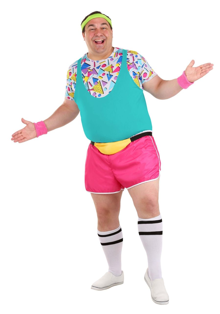 Men's Plus Size Work It Out 80s Costume
