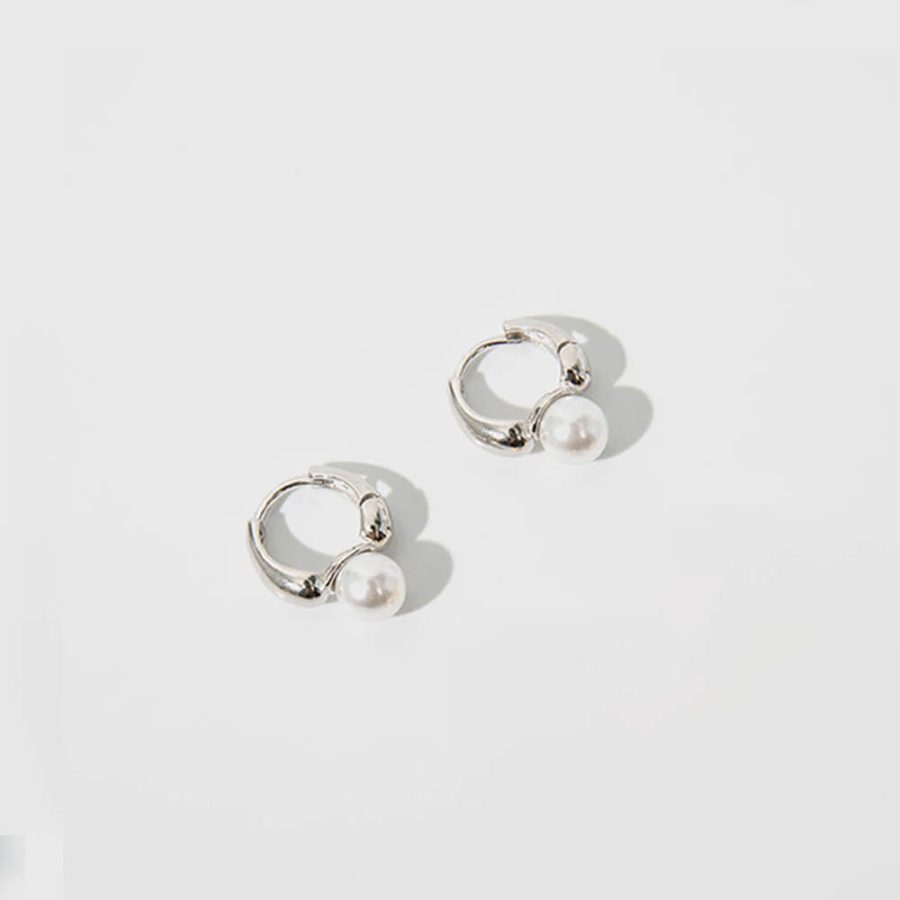 Mini Hoop & Pearl Huggie Earring Set