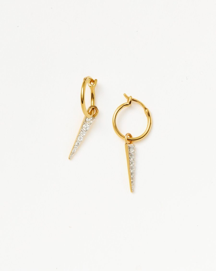 Mini Pave Spike Charm Hoop Earrings | 18ct Gold Vermeil/Cubic Zirconia