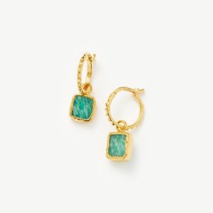 Mini Pyramid Charm Hoop Earrings | 18ct Gold Vermeil/Amazonite