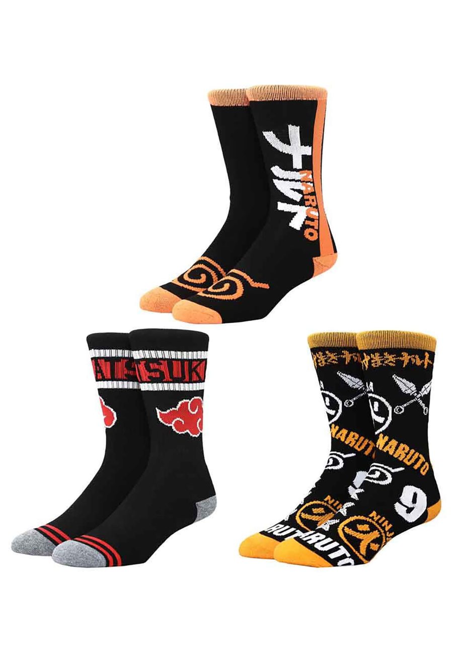 Naruto & Akatsuki 3 Pair Adult Crew Socks