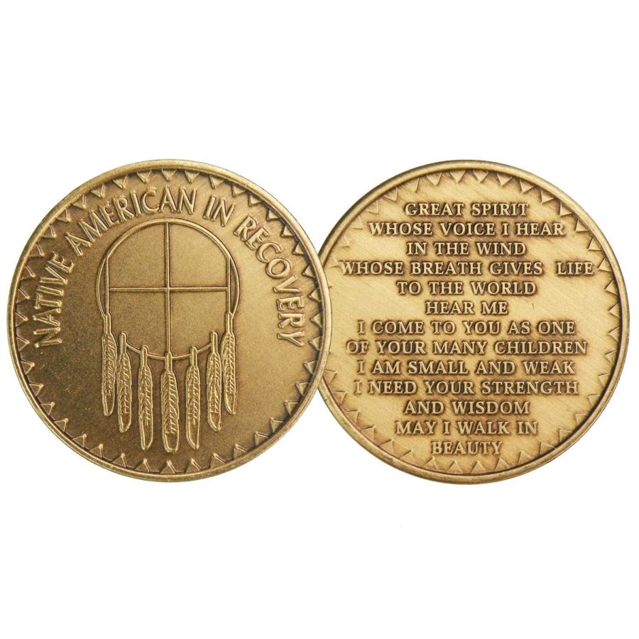 Native American In Recovery Great Spirit Bronze Medallion Chip AA Alcoholics ...