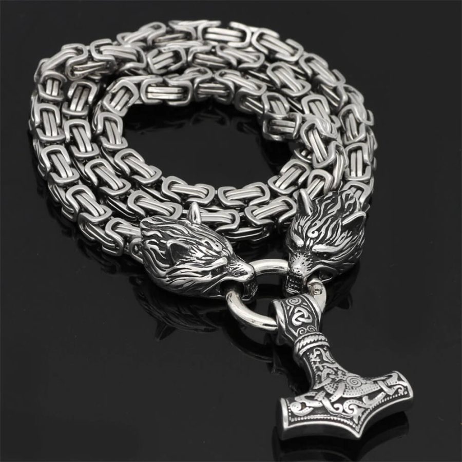 Nordic Celtic Wolf Odin Stainless Steel Necklace Chain