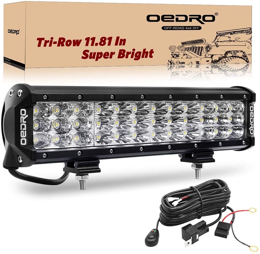 OEDRO 12" 180W Tri-Row LED Light Bar w/ Wiring Harness for Off Road Truck Car Jeep Boat SUV ATV UTV Pickup