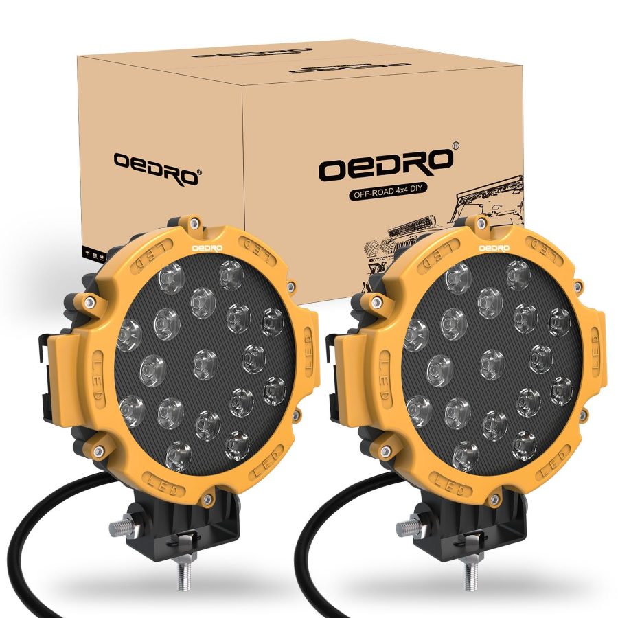OEDRO 2pcs 7" LED Light Pods, 51W 5100LM Round Spot Light Pod Bumper Light