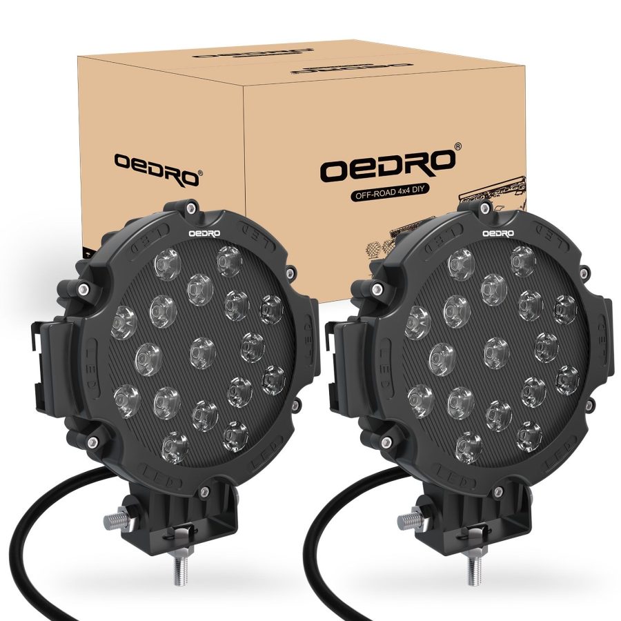 OEDRO 7" 51W LED Light Bar for Jeep SUV Truck, Round Spot Light Pod Off Road Lights