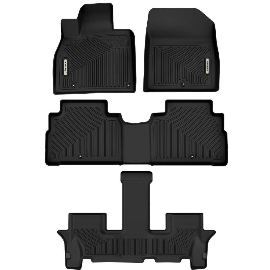 OEDRO Floor Mats Set for 2020-2023 Kia Telluride with 2nd Bucket Seats Without Center Console, Custom Fit TPE All Weather Floor Liners