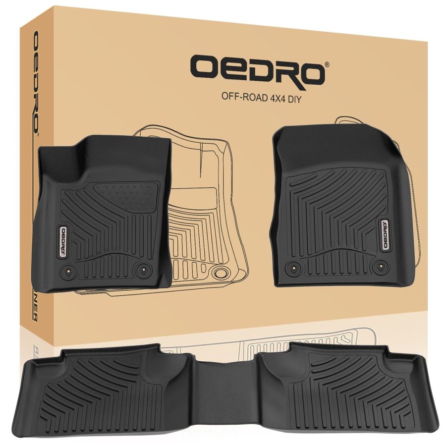 OEDRO? Floor Mats for 2013-2020 Jeep Grand Cherokee/Dodge Durango, Unique Black TPE All-Weather Guard Full Set Liners