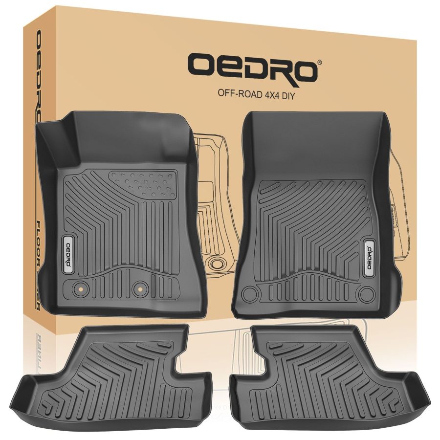 OEDRO? Floor Mats for 2015-2021 Ford Mustang, Unique Black TPE All-Weather Guard Full Set Liners