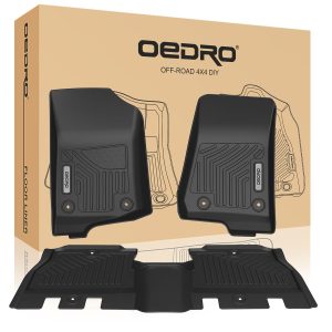 OEDRO? Floor Mats for 2018-2022 Jeep Wrangler JL Unlimited 4-Door, Unique Black TPE All-Weather Floor Liners