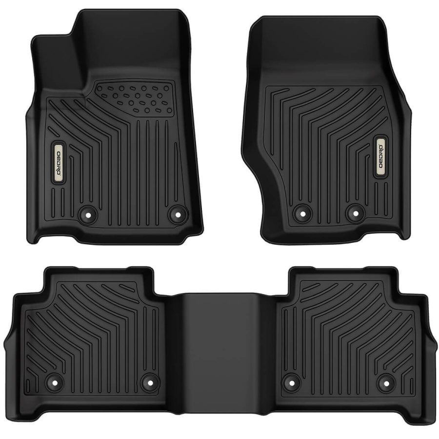 OEDRO Floor Mats for 2022-2023 Jeep Grand Cherokee, Black TPE All-Weather Guard Custom 2 Rows Liners Set