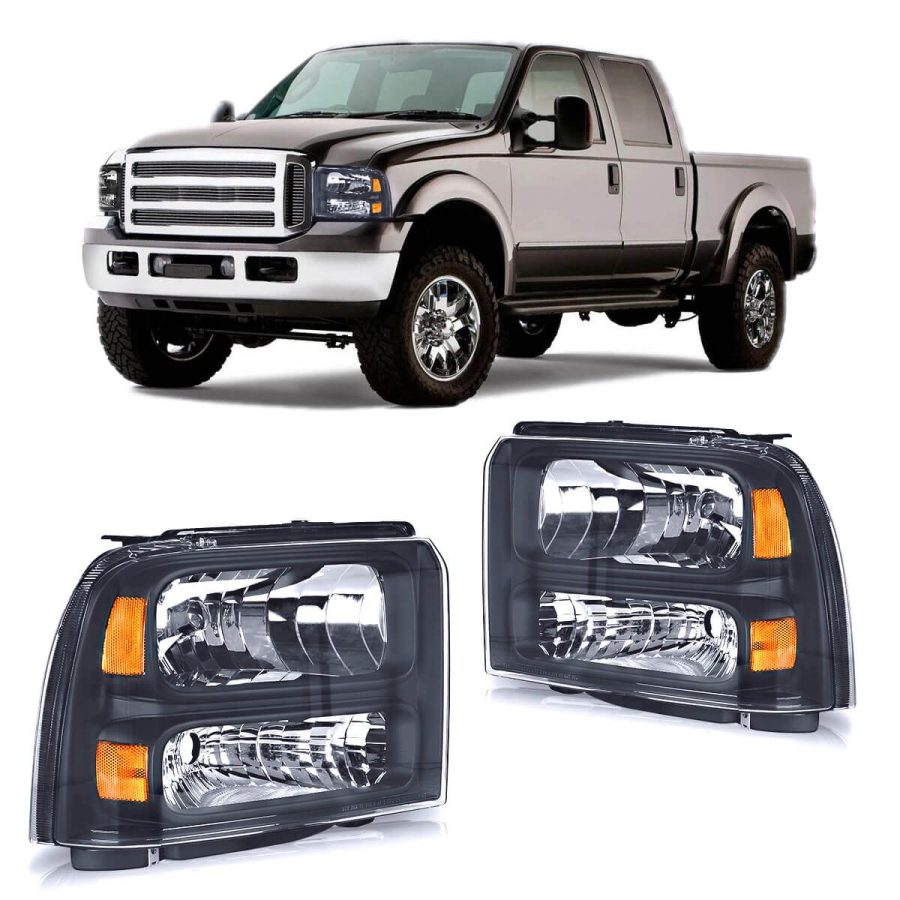 OEDRO Headlight Assembly for 2005-2007 Ford F250-F550 Super Duty 2005 Excursion, Amber Reflectors Clear Lens