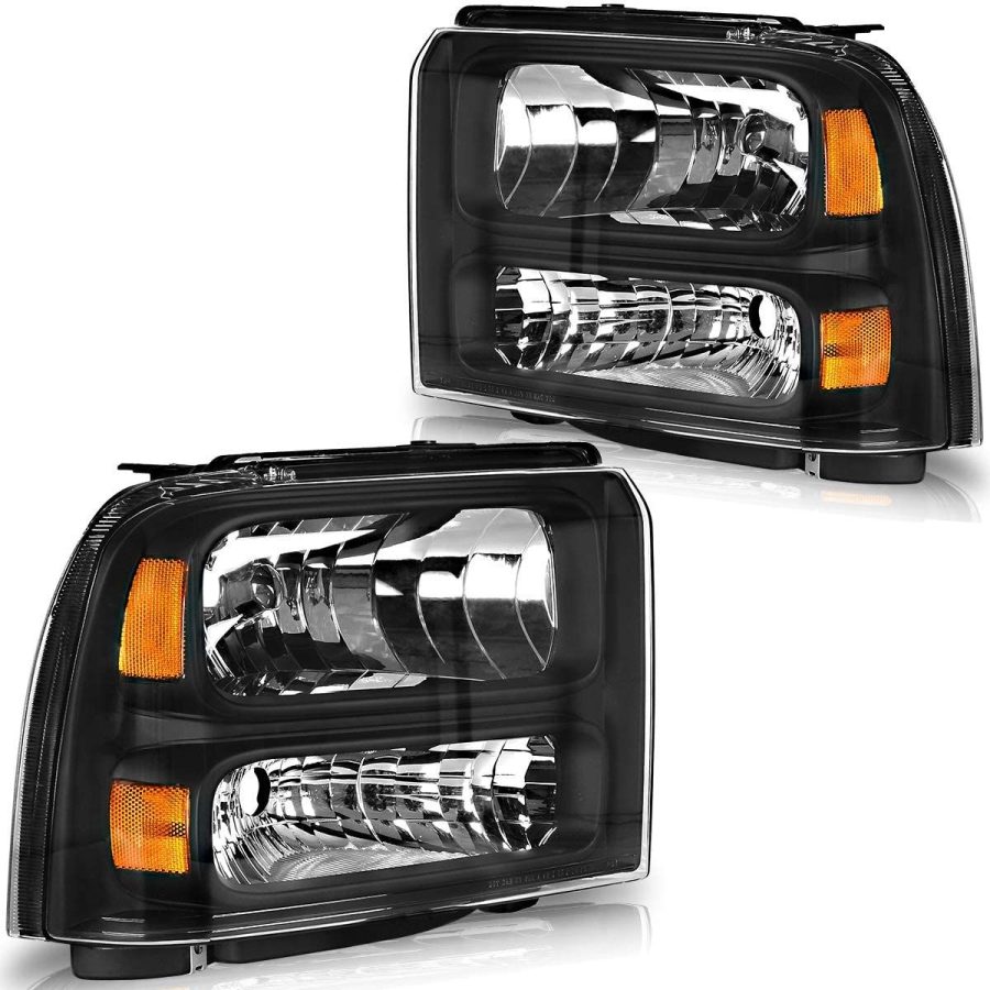 OEDRO? Headlight Assembly for 2005-2007 Ford F250-F550 Super Duty 2005 Excursion, Amber Reflectors Clear Lens