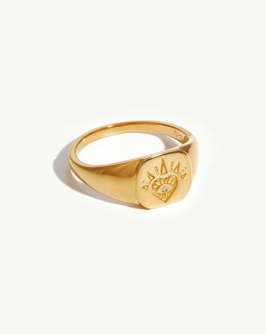 Open Heart Signet Ring | 18ct Gold Vermeil