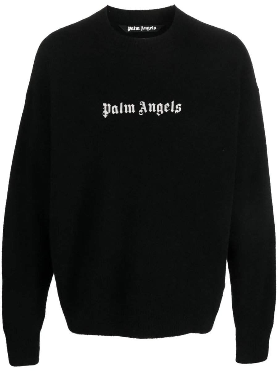 PALM ANGELS Classic Logo Knit Sweatshirt Black/White