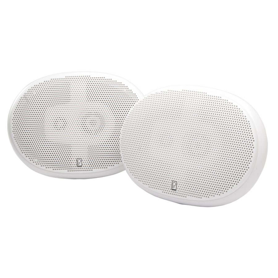 POLY-PLANAR MA5950 6 INCH X 9 INCH PREMIUM OVAL MARINE SPEAKERS - (PAIR) WHITE